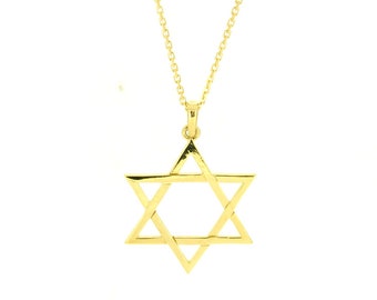Jewish Star of David gold pendant, 14K yellow gold pendant, white gold Star of David, Gold Pendant, Judaica pendant