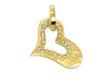 Gold & diamonds Heart pendant, Diamond Pendant, Woman 14k yellow Gold Pendant, love, gift for her