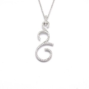 14K White Gold Diamond Pendant, Delicate Ladies Necklace, Unique Bridal Jewelry, Pave Setting, Anniversary Gift for Wife