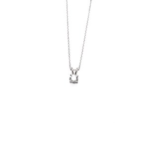 White gold & diamond solitaire pendant and necklace, Diamond Pendant, Woman 14k White Gold Pendant, Gift goopss