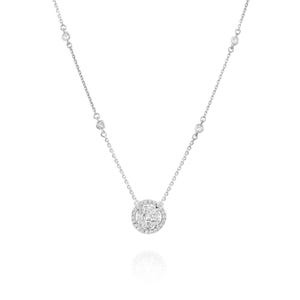 14k Gold Diamond Pendant Necklace, Round Diamond Solitaire, Gold Necklace, Anniversary Gift for Her, Minimalist Jewelry
