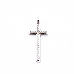 Cross gold & diamonds pendant, 14K white gold pendant, yellow gold Cross, Diamond Pendant, Cross pendant, present for him.