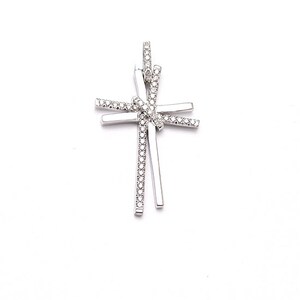 Cross gold & diamonds pendant, 14K white gold pendant, yellow gold Cross, Diamond Pendant, Cross pendant, present for him.
