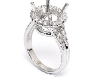 Anillo de compromiso de diamantes semimontado 14k, Anillo de oro blanco, anillo de diamantes, anillo de propuesta, anillo de oro blanco, 18k,