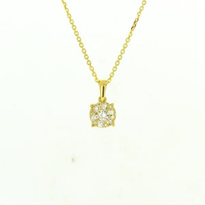 Gold & diamond Pendant, Diamond Pendant 0.25 Carats, Woman 14k Yellow Gold Pendant, Original Gift, illusion setting pendant