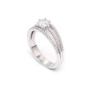 Diamanten verlovingsring, verlovingsring, 14 kt witgouden ring, voorstelring