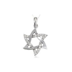 Jewish Star of David gold & diamonds pendant, 14K white gold pendant, yellow gold Star of David, Diamond Pendant, Judaica pendant