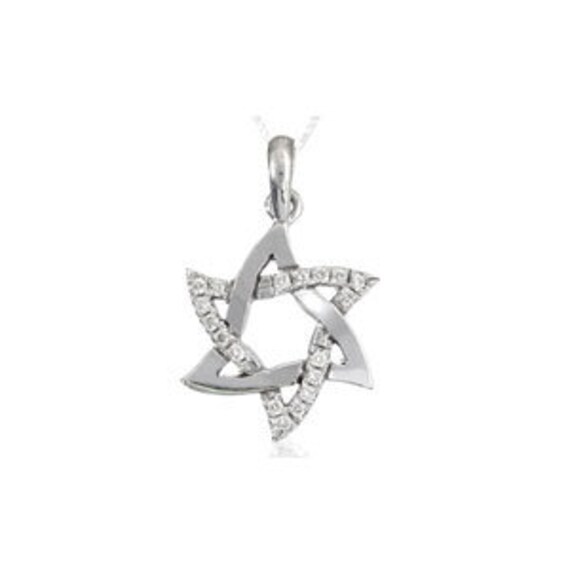 Jewish Star of David gold & diamonds pendant, 14K white gold pendant, yellow gold Star of David, Diamond Pendant, Judaica pendant