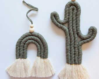 Macrame Cactus Diffuser with Wooden Beads