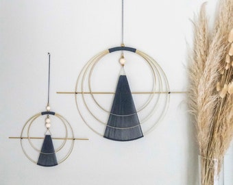 Geometric Wall Hanging Set in Dark Grey