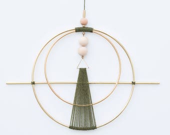 Geometric Wall Hanging in Evergreen