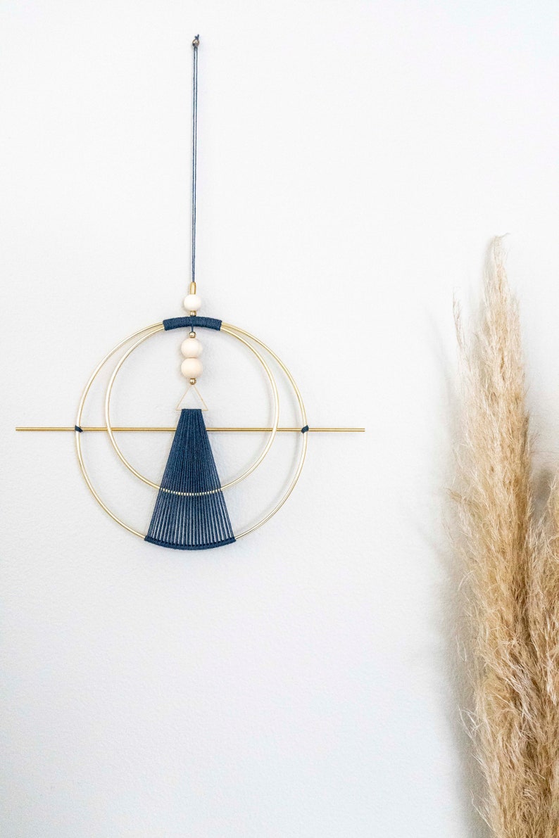 Deep Blue Geometric Wall Hanging Etsy