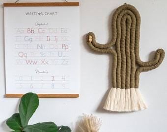 Macrame Cactus Wall Hanging in Olive Green - Available Now