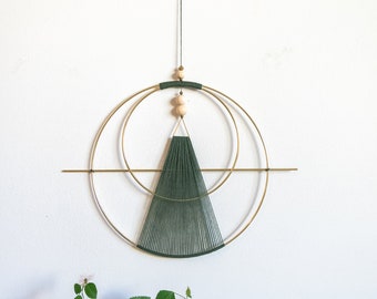 Large Geometric Wall Hanging in Bottle Green: made to order