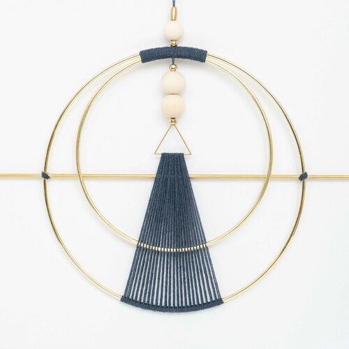 Deep Blue Geometric Wall Hanging Etsy