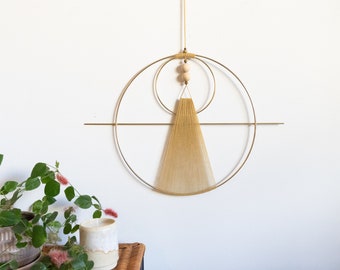 Large Geometric Wall Hanging in Dusty Honey
