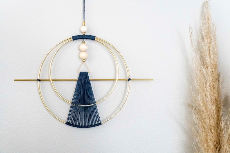 Deep Blue Geometric Wall Hanging Etsy