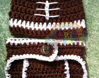 Baby Boy or Girl Football Crochet Hat And Diaper Cover Set