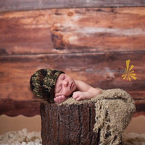 Crochet Newborn Baby Camo Military Hat