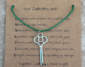 Silver Key Charm Necklace for Girls, Cadette’s, Ceremony Gift