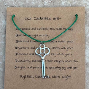 Cadette Necklace, Silver Key, Scout Gift