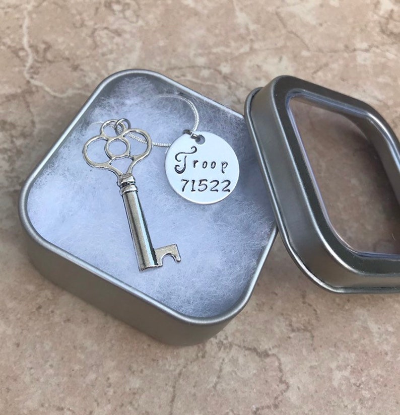 Girl Scout Bridging to Cadette Silver Key Necklace Etsy