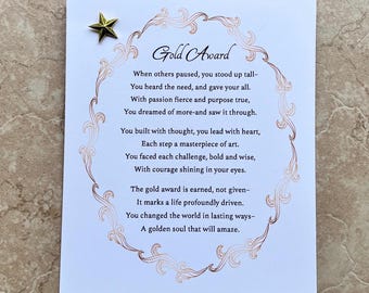 Gold Award Card and Pin