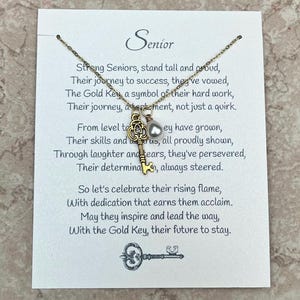 Senior Gold Key Necklace, Scout Gift, Girl Scout, Juliette’s Pearls