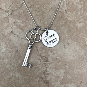 Cadette Silver Key Troop Necklace