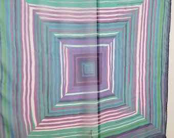 Vintage Square Patterned Sheer Silk Scarf