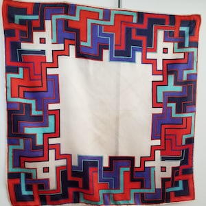 Vintage 80&#39;s Geometric Patterned Silk Scarf