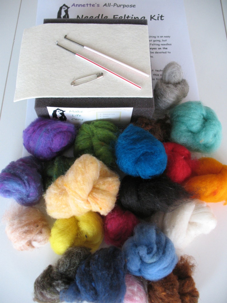 Wool Felt Kit, Wool Felting * Handmade DIY, DIY Felt Painting, Tools * Embroidery Hoop, Felting Needle, Foam Pad, Felt Fabric, And