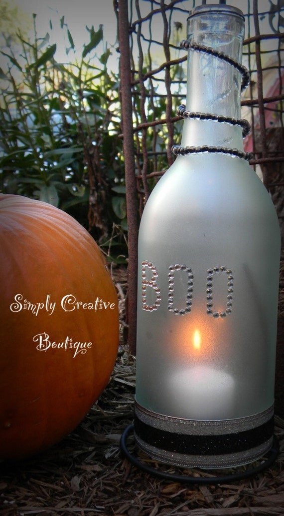 Items similar to Halloween Wine Bottle Candle Holder on Etsy
