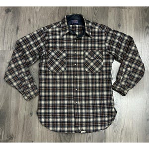 Vintage Pendleton Virgin Wool Button Up Plaid Shirt Flannel Medium - Hole