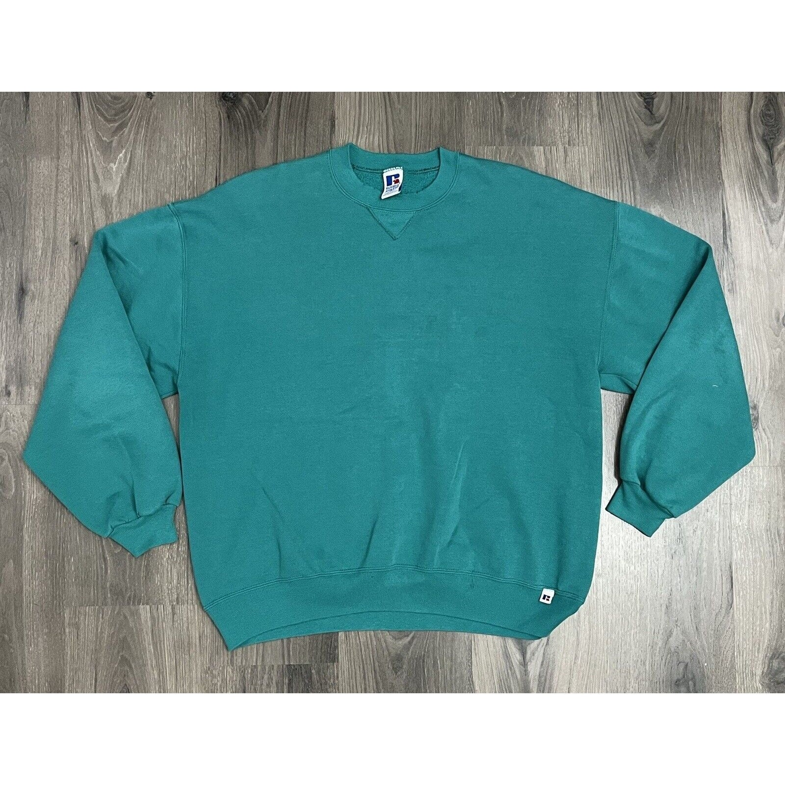 Vintage Russell Athletic Sweatshirt Made USA Distressed Greenish 