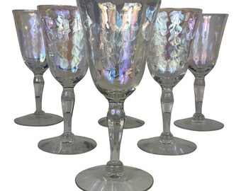 Vintage Mid-Century Iridescent Wine Glasses - Set of 6