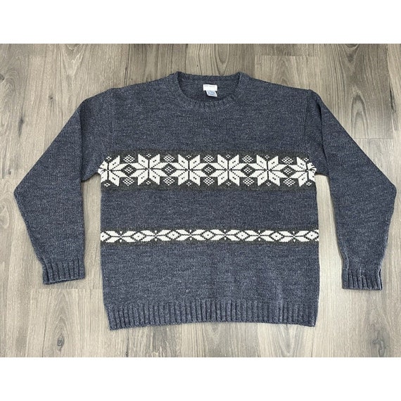 Benetton USA Sweater Fair Isle Mens Large Vintage 