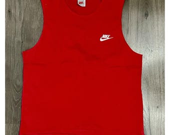 Vintage Nike Tank Top Mens Large Red Swoosh 90s