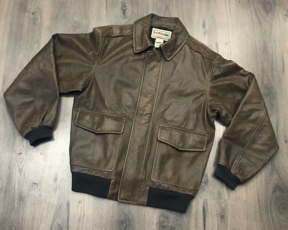 Vintage LL Bean Goatskin Leather Bomber Flight Jac