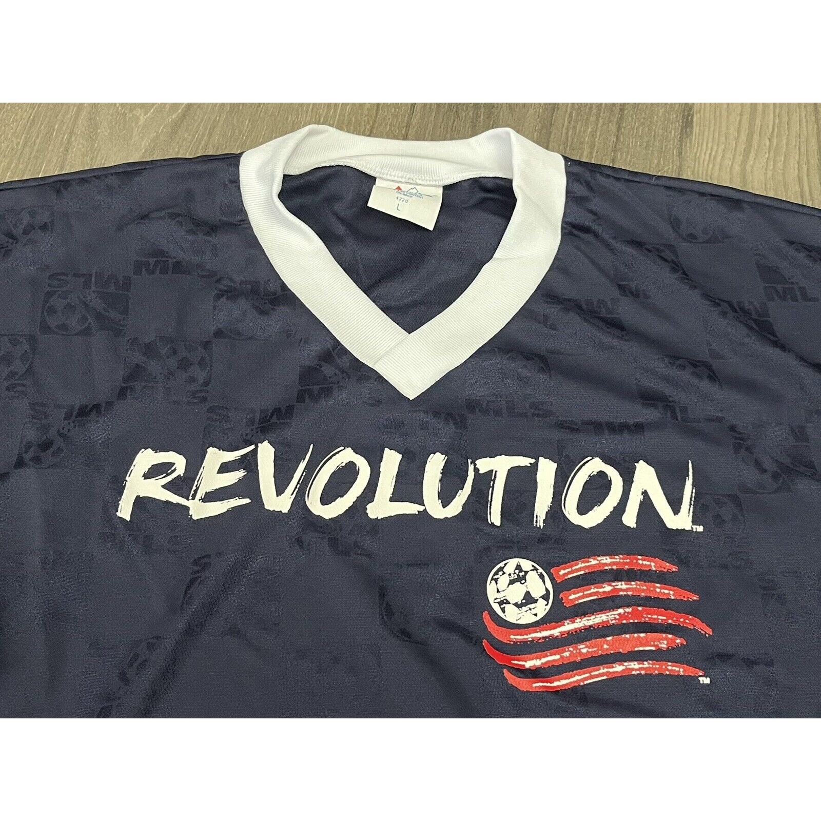 Vintage New England Revolution Jersey Large Blue MLS Made in 