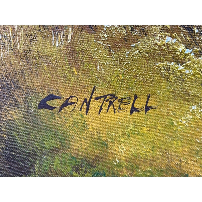 Phillip Cantrell Oil on Canvas Fall Scene Signed Mountain River Canvas