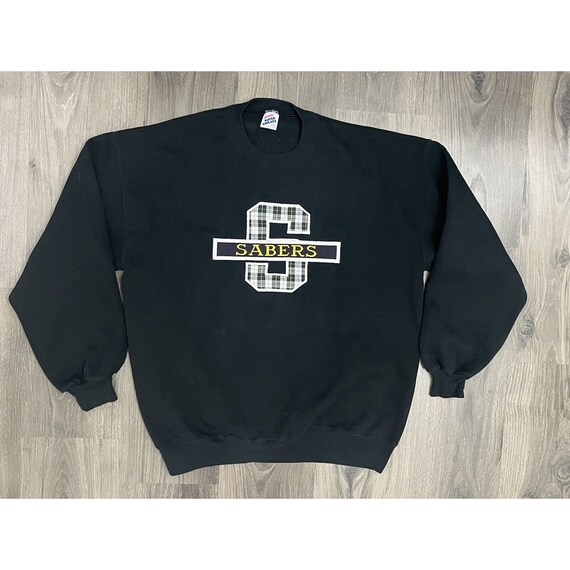でおすすめアイテム。 Mens Jerzees Sweatshirt Vintage XL Logo Plaid Sabers Black トップス