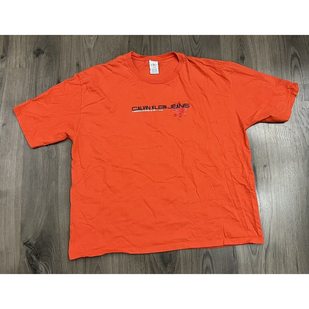 Calvin Klein Shirt Men 2XL Orange Retro Vintage 90s Logo Spell Out Etsy