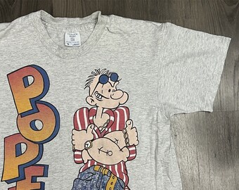 Vintage 1994 Popeye Graphic T-shirt Size Large Gray Single Vintage 1994 Popeye Graphic T-shirt Size Large Gray Single