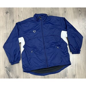Vintage Nike Soccer / Football Lined Jacket Mens Medium Blue 90s Y2K Silver Tag Zip