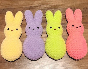 Handmade Peep Bunny Plush Toy | Crochet Nursery Decor | Crochet Marshmallow Peeps
