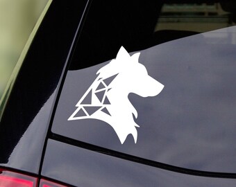 Geometric wolf silhouette sticker, decal, your choice of color