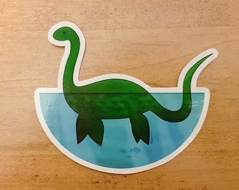 Cute Loch Ness Monster weatherproof vinyl decal, sticker.
