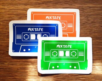 Cassette tape, mixtape sticker, decal, your choice of color