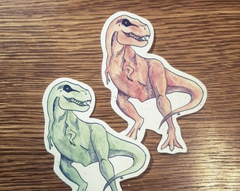 Watercolor T-Rex weatherproof vinyl decal, sticker.